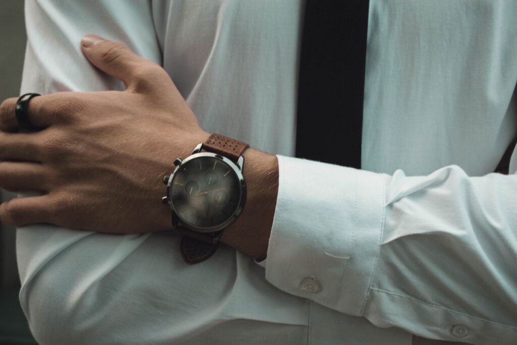 Man in a dress shirt wearing a wristwatch